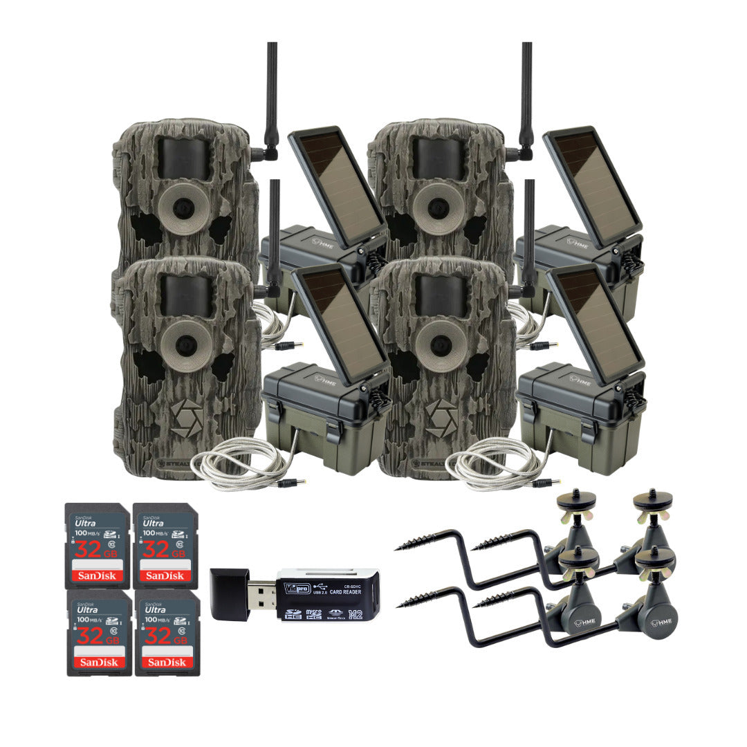 Stealth Cam 36MP Fusion Max Cellular Trail Camera (4-Pack) with Solar Power Pack (4-Pack) Bundle