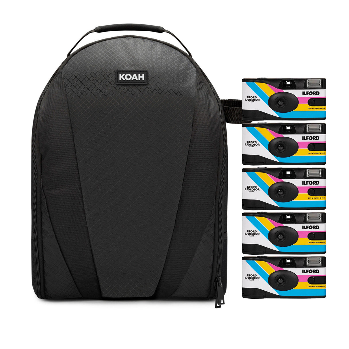 Ilford Ilfocolor Rapid Retro Single Use Camera with 31mm Optical Lens (White, 5-Pack) Bundle