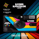 Ilford Ilfocolor Rapid Retro Single Use Camera with 31mm Optical Lens (Black, 10-Pack) Bundle
