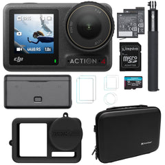 DJI Osmo Action 4 Camera Adventure Combo with 128GB SD Memory Card, Carrying Case, Glass Screen Prot