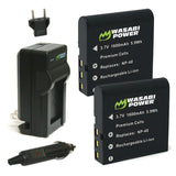 Wasabi Power Battery (2-Pack) and Charger for Kodak LB-060 with Overcharge Protection (Black)