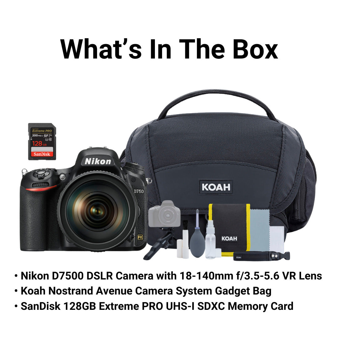 Nikon D7500 DSLR Camera with 18-140mm F3.5-5.6 VR Lens with 128GB Extreme Pro SD Card Bundle