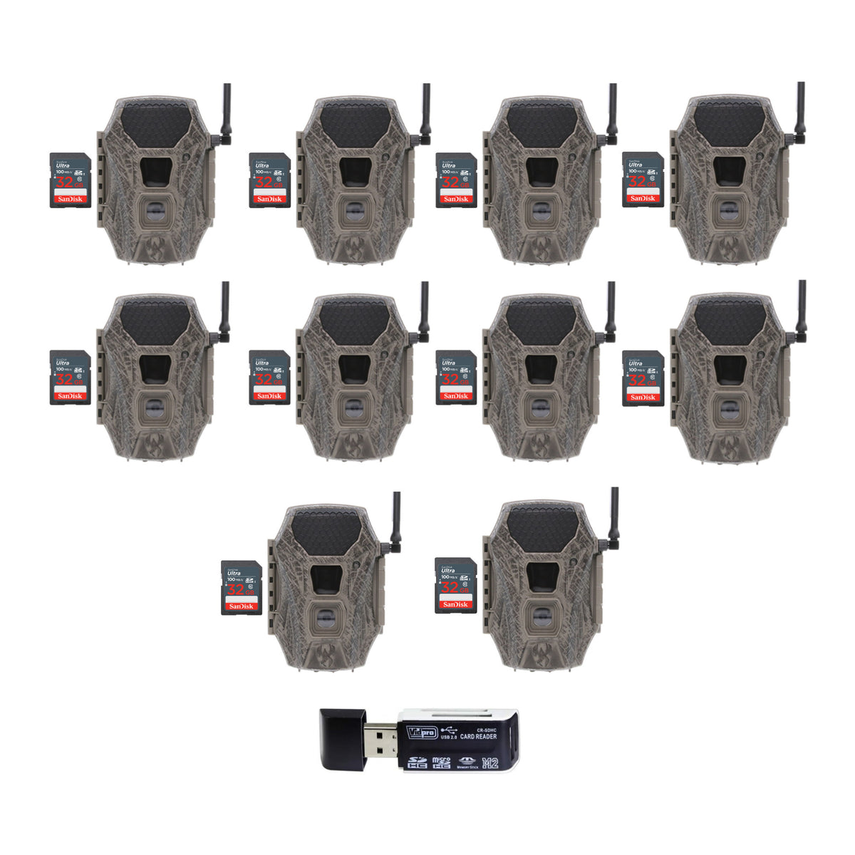 Wildgame Innovations Terra Cell 16MP Cellular Trail Camera (10-Pack) with 10x Memory Card Bundle