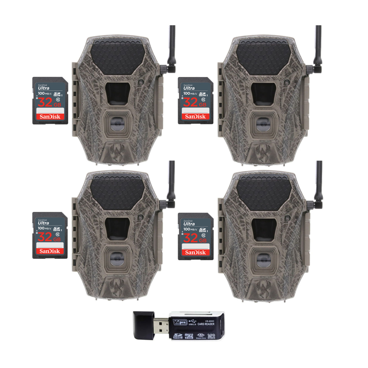 Wildgame Innovations Terra Cell 16MP Cellular Trail Camera (4-Pack) with 4x Memory Card Bundle