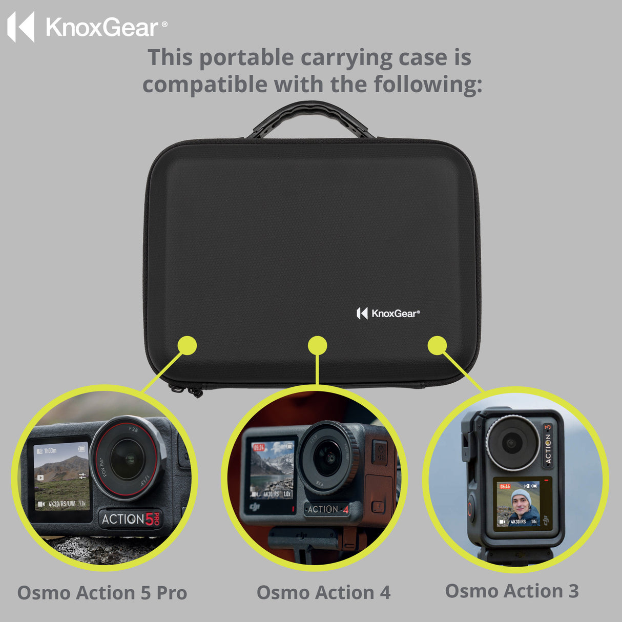 Knox Gear Case for Osmo Action 5/4/3 with 128GB SD Card, Screen Protectors & Lens Silicone Cover