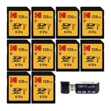 Kodak 128GB SDXC Premium Performance Class 10 UHS-I U1 V10 Full HD Memory Card (10-Pack) Bundle