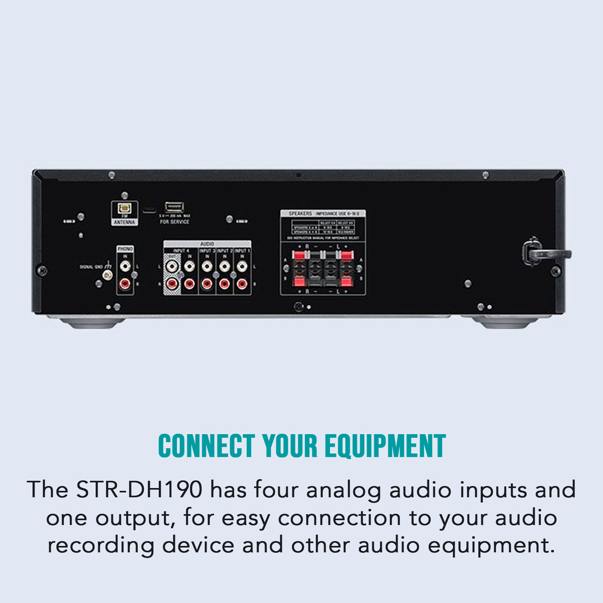 Sony STRDH190 2 Channel Stereo Receiver with Phono Inputs and Bluetooth Connectivity with 60-Watt Compact Wireless 2.0ch Soundbar with Bluetooth bundle