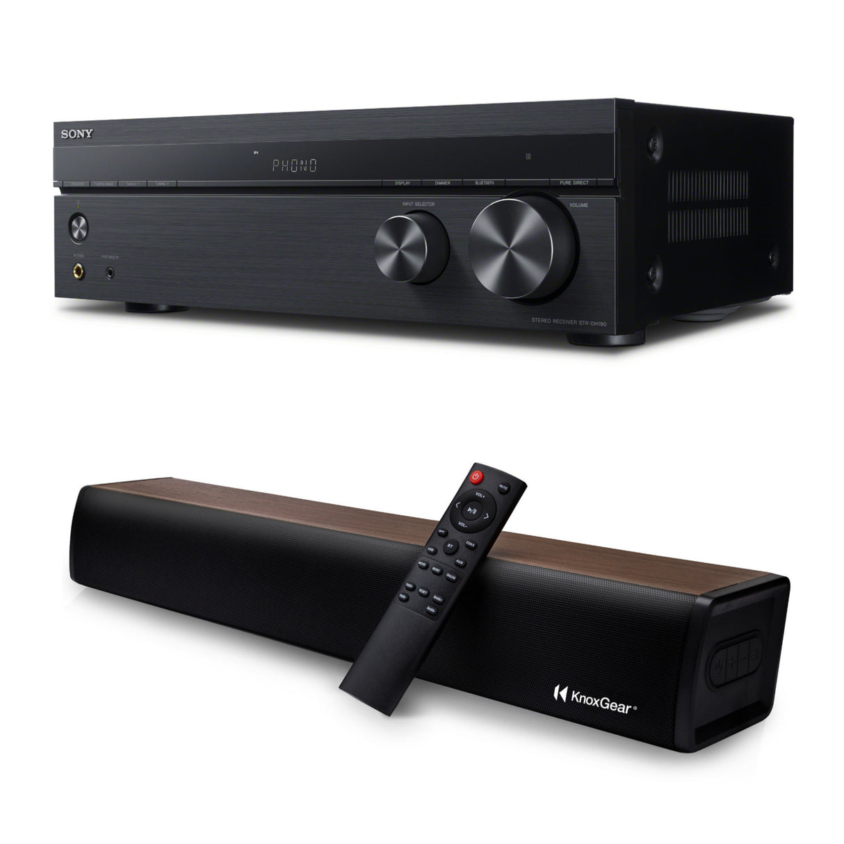Sony 2 Channel Stereo Receiver with Phono Inputs and Bluetooth Connectivity with Soundbar Bundle