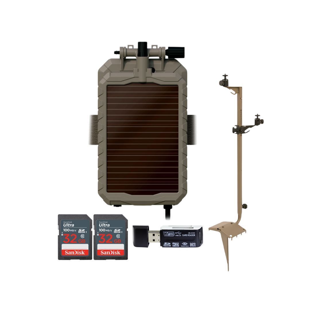 Stealth Cam Adjustable Multi-Pivot Mounting Post for Trail Camera and Solar Pak Battery Bundle