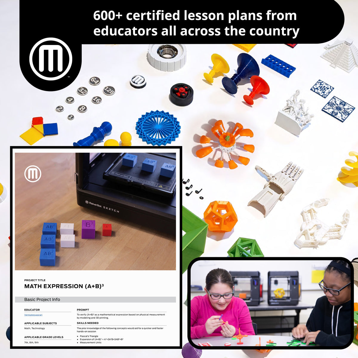 MakerBot Sketch Classroom Printer Setup with Lesson Plans and Software Bundle (Black, 2-Pack)