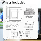 MakerBot Sketch Classroom Printer Setup with Lesson Plans and Software Bundle (Black, 2-Pack)