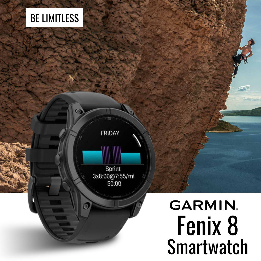 Garmin fenix 8 43mm GPS Smartwatch (Carbon Gray DLC Titanium and Black-Pebble Gray) Bundle