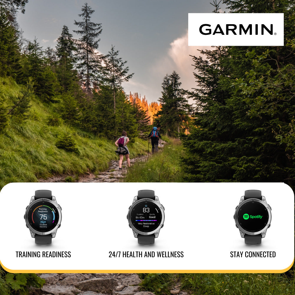Garmin fenix 8 43mm GPS Smartwatch (Carbon Gray DLC Titanium and Black-Pebble Gray) Bundle