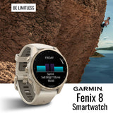 Garmin fenix 8 43mm GPS Smartwatch (Fog Gray and Sandstone) with Waterproof Hard Case Bundle