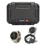 Garmin fenix 8 43mm GPS Smartwatch (Fog Gray and Sandstone) with Waterproof Hard Case Bundle