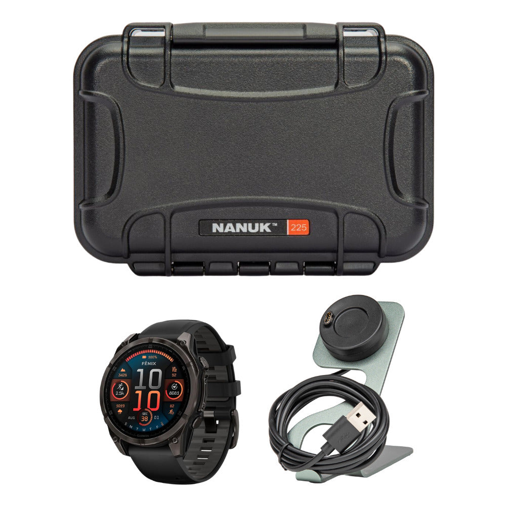 Garmin fenix 8 Sapphire Solar 47mm Smartwatch with LED Flashlight (Black and Pebble Gray) Bundle