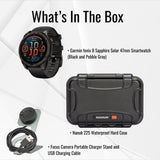 Garmin fenix 8 Sapphire Solar 47mm Smartwatch with LED Flashlight (Black and Pebble Gray) Bundle