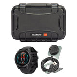 Garmin fenix E 47mm GPS Smartwatch with 1.3-Inch AMOLED Display (Slate Gray Steel and Black) Bundle