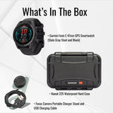 Garmin fenix E 47mm GPS Smartwatch with 1.3-Inch AMOLED Display (Slate Gray Steel and Black) Bundle