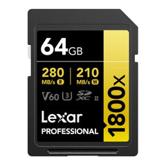 Lexar Professional 1800x SDXC UHS-II Gold Series Memory Card with 4K Video Transfer (64GB)