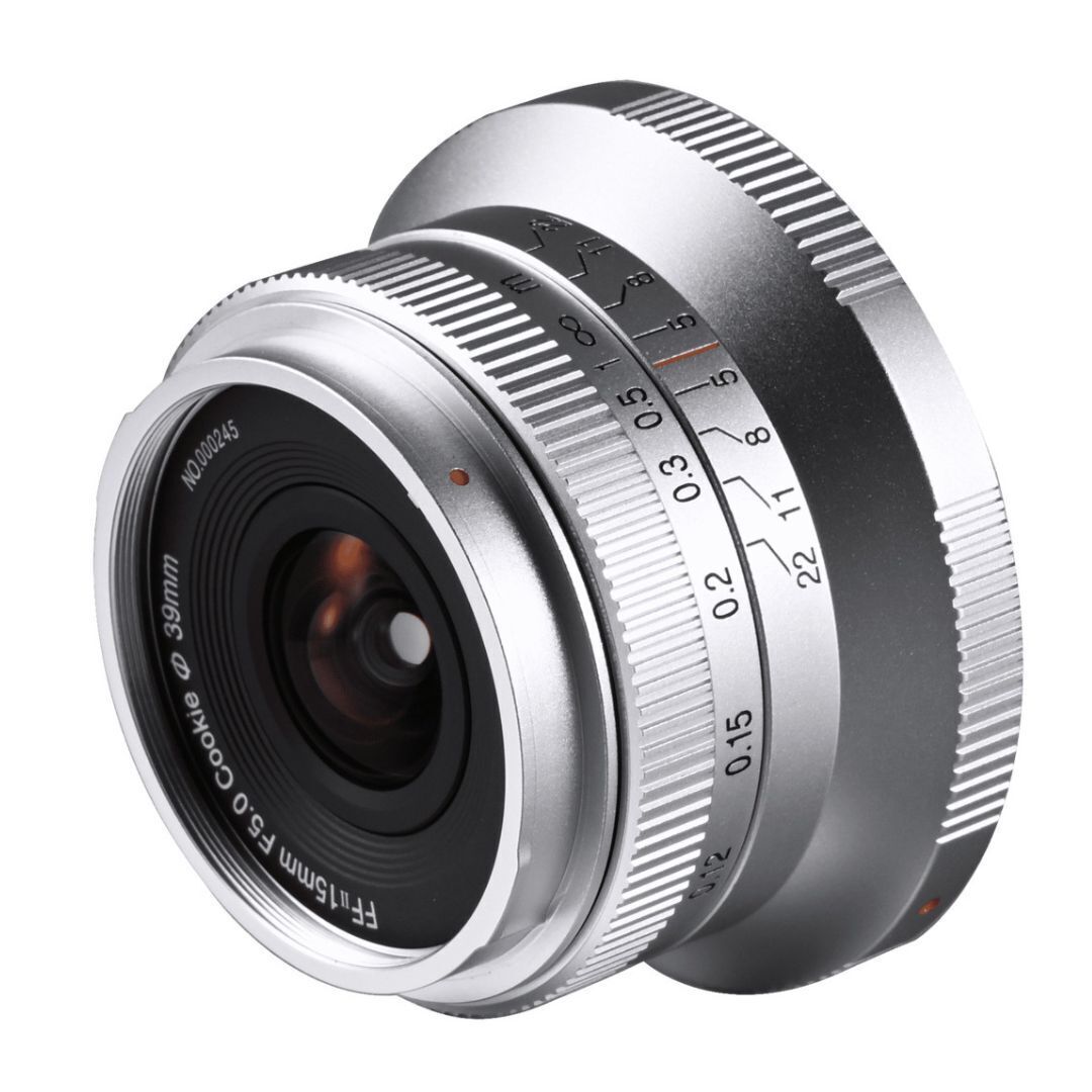 Laowa 15mm f5 Cookie FF Lens with 110-Degree Angle of View and Compact Body (Silver, Sony E Mount)