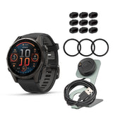 Garmin Fenix 8 43mm GPS Smartwatch (Carbon Gray DLC Titanium and Black-Pebble Gray) Bundle