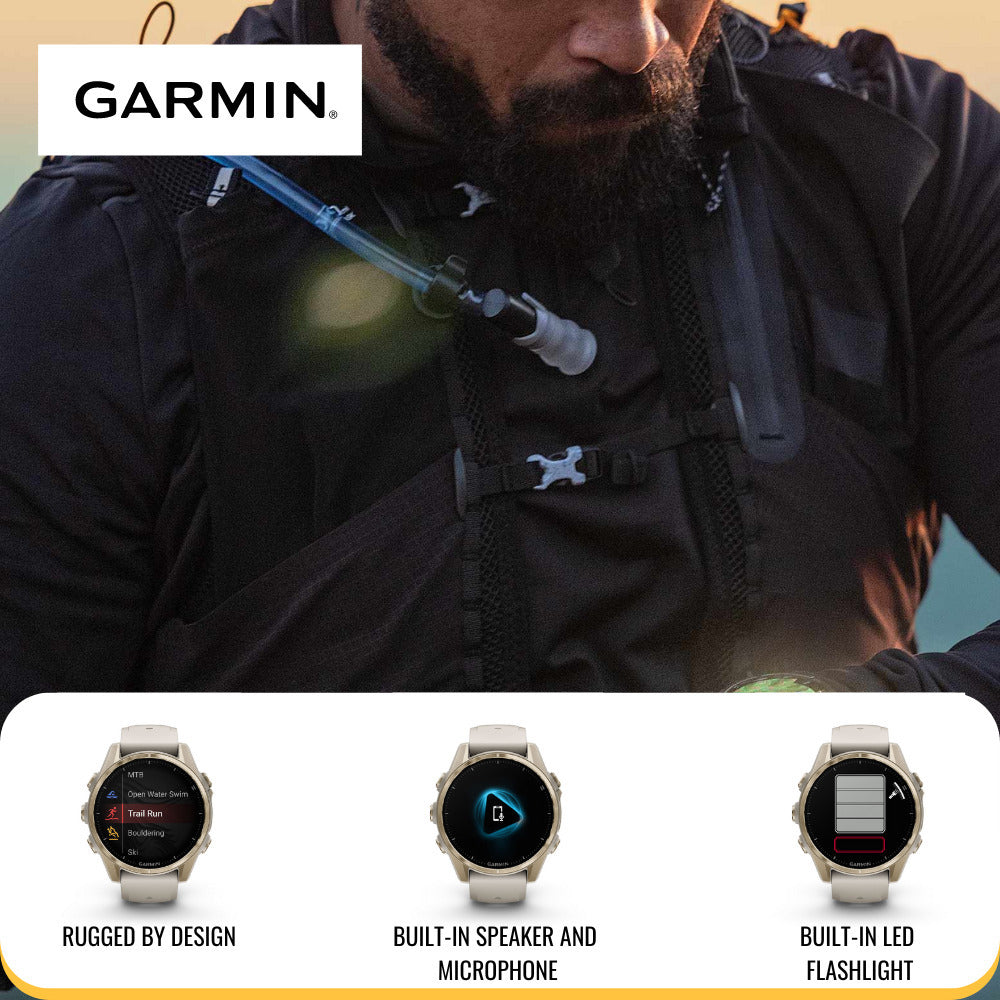 Garmin Fenix 8 43mm GPS Smartwatch (Carbon Gray DLC Titanium and Black-Pebble Gray) Bundle