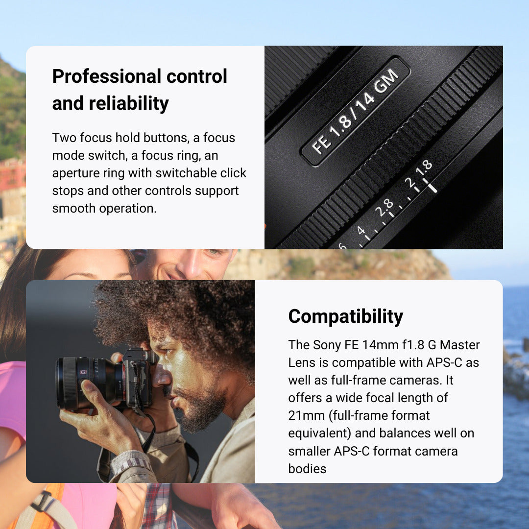 Sony FE 14mm f1.8 GM Full-Frame Large-Aperture Wide-Angle Prime G Master Lens Bundle
