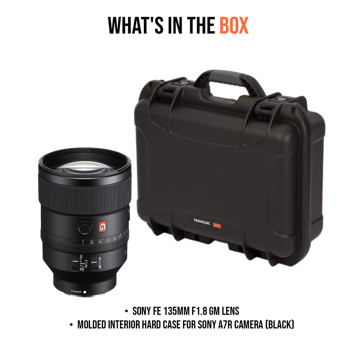 Sony FE 135mm f1.8 GM Lens with Molded Interior Hard Case with Foam Insert and Lid Organizer Bundle