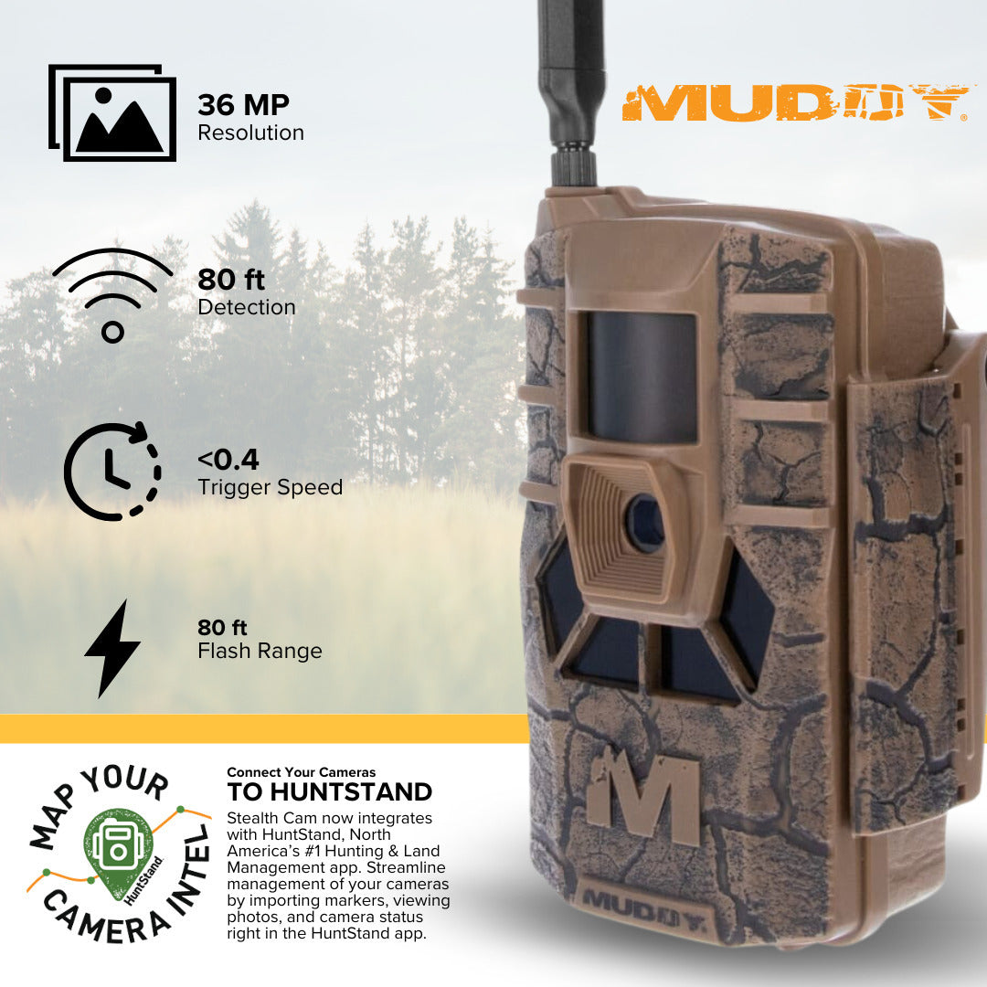 Muddy Matrix 36MP Imaging Cellular Trail Camera with Solar Battery and Memory Card Bundle