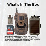 Muddy Matrix 36MP Imaging Cellular Trail Camera with Solar Battery and Memory Card Bundle