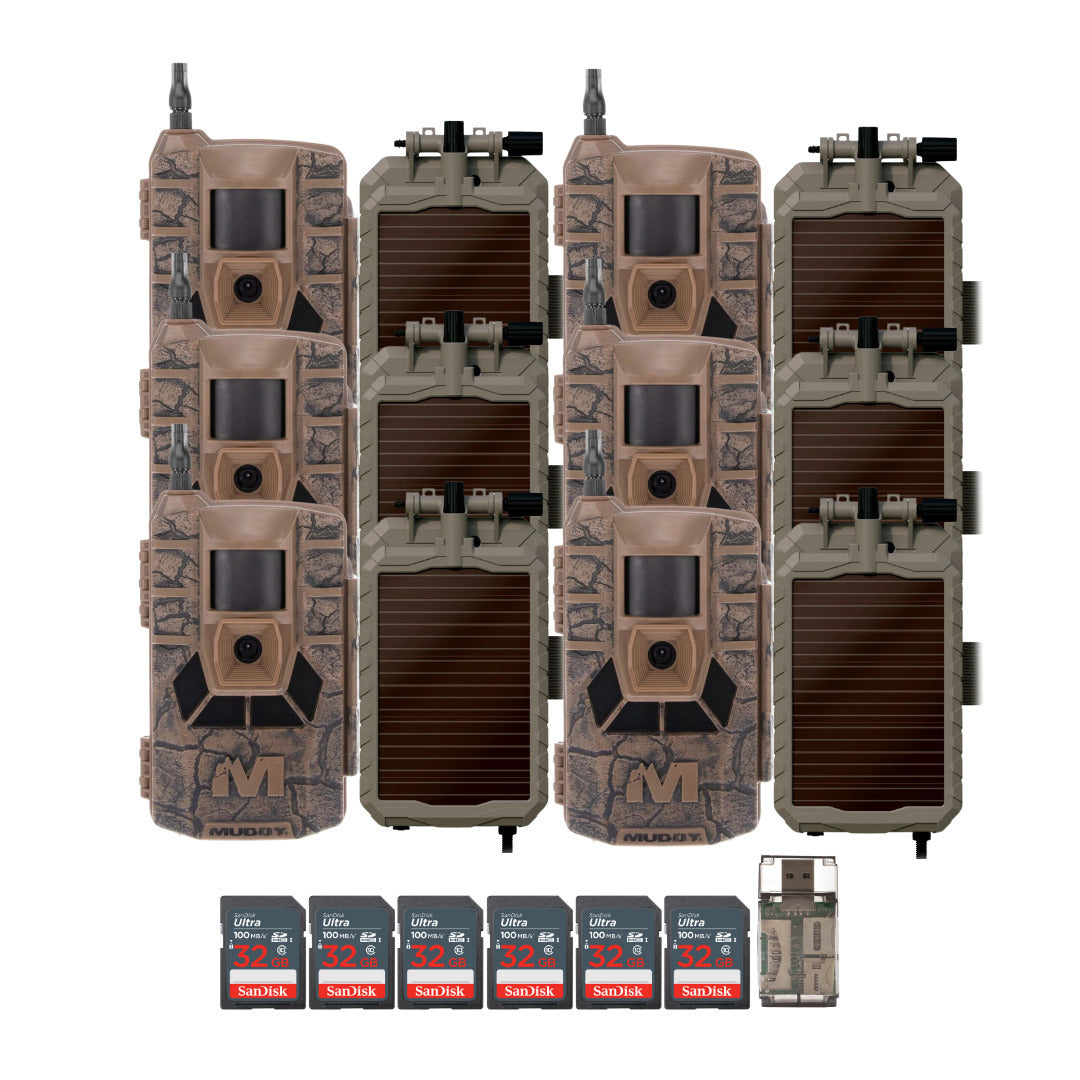 Muddy Matrix 36MP Imaging Cellular Trail Camera (6-Pack) with Solar Battery (6-Pack) Bundle