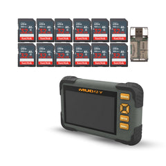 Muddy SD Card Reader or Viewer with 4.3 Inch LCD Screen with 32GB UHS-I Memory Card (12-Pack) Bundle