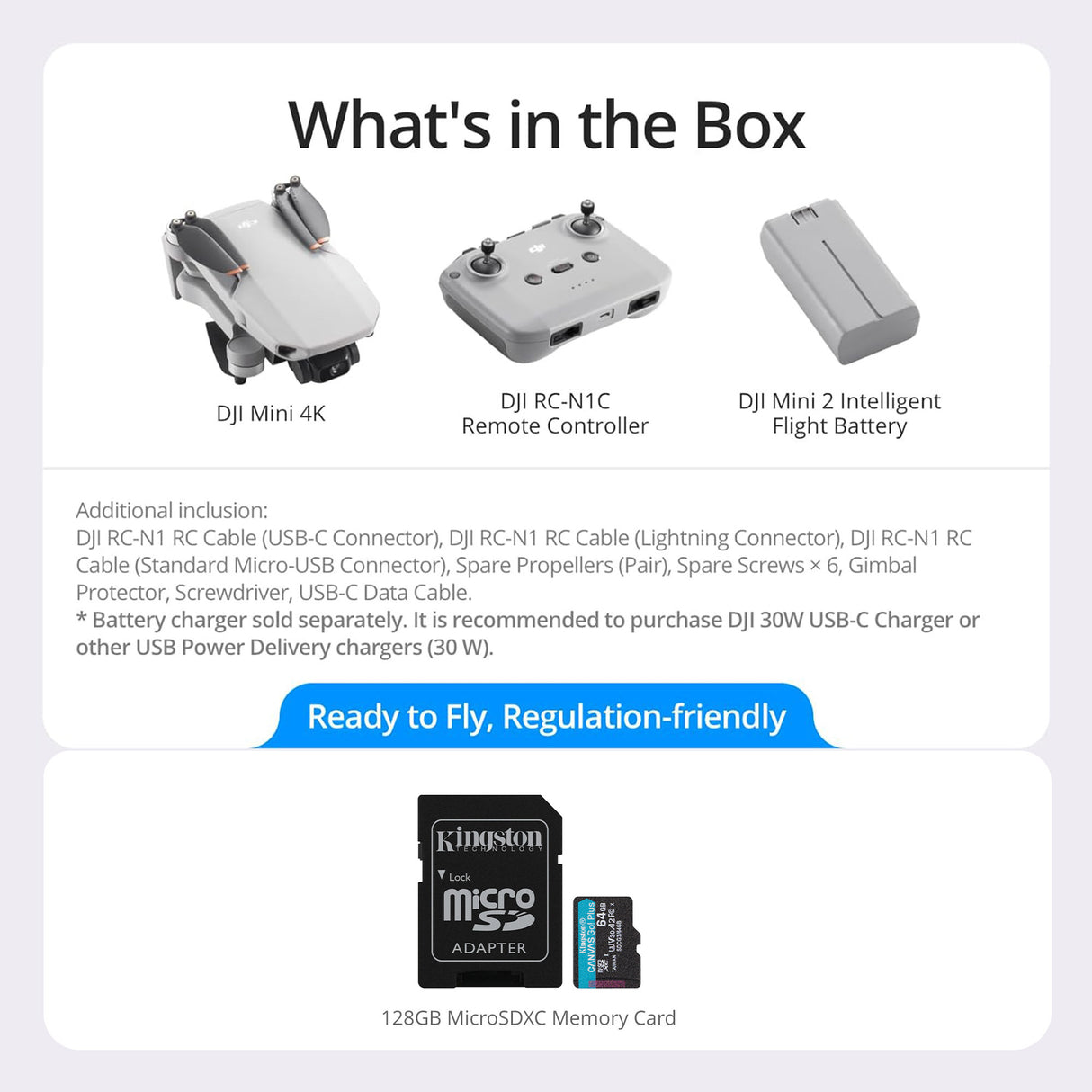 DJI Mini 4K Drone with 4K UHD Camera with 64GB MicroSDXC Memory Card Bundle
