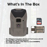 Wildgame Innovations Wraith 2.0 Trail Camera (10-Pack) with 10 x 32GB Ultra SDHC Memory Card Bundle