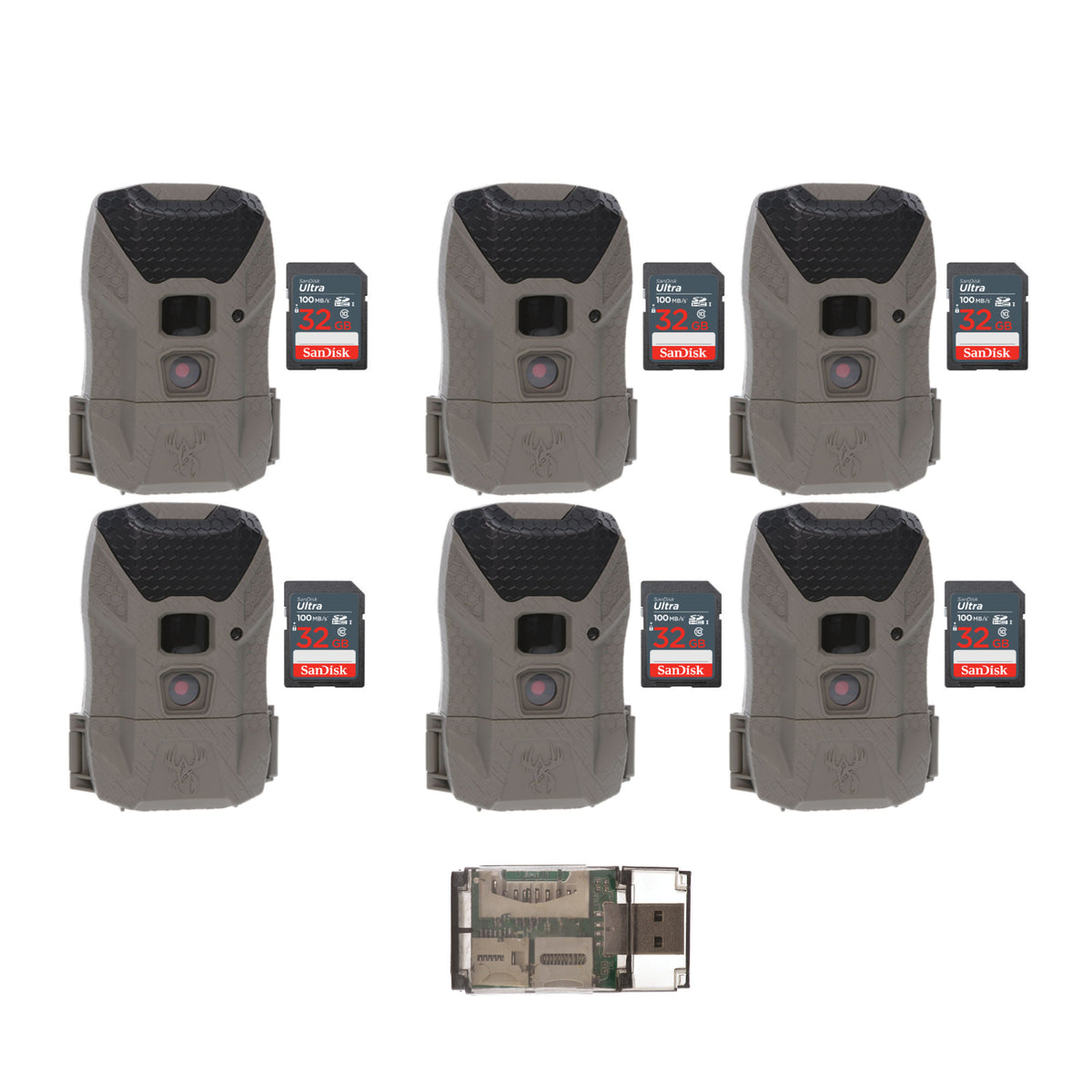 Wildgame Innovations Wraith 2.0 Trail Camera (6-Pack) with 6 x 32GB Ultra SDHC Memory Card Bundle