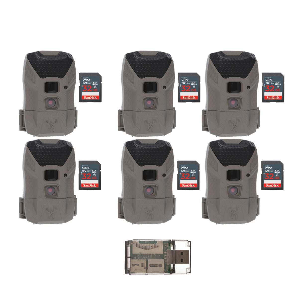 Wildgame Innovations Wraith 2.0 Trail Camera (6-Pack) with 6 x 32GB Ultra SDHC Memory Card Bundle
