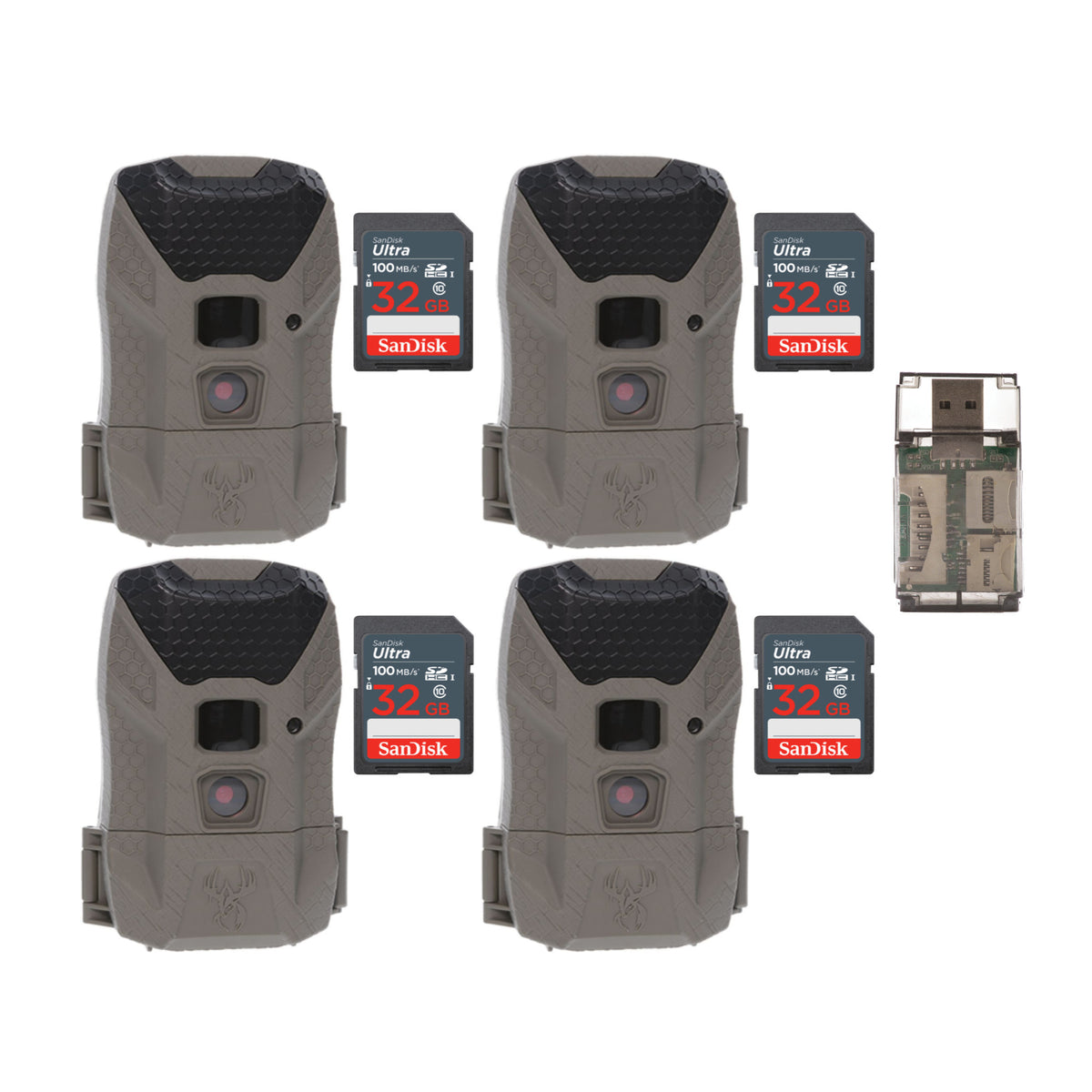 Wildgame Innovations Wraith 2.0 Trail Camera (4-Pack) with 4 x 32GB Ultra SDHC Memory Card Bundle