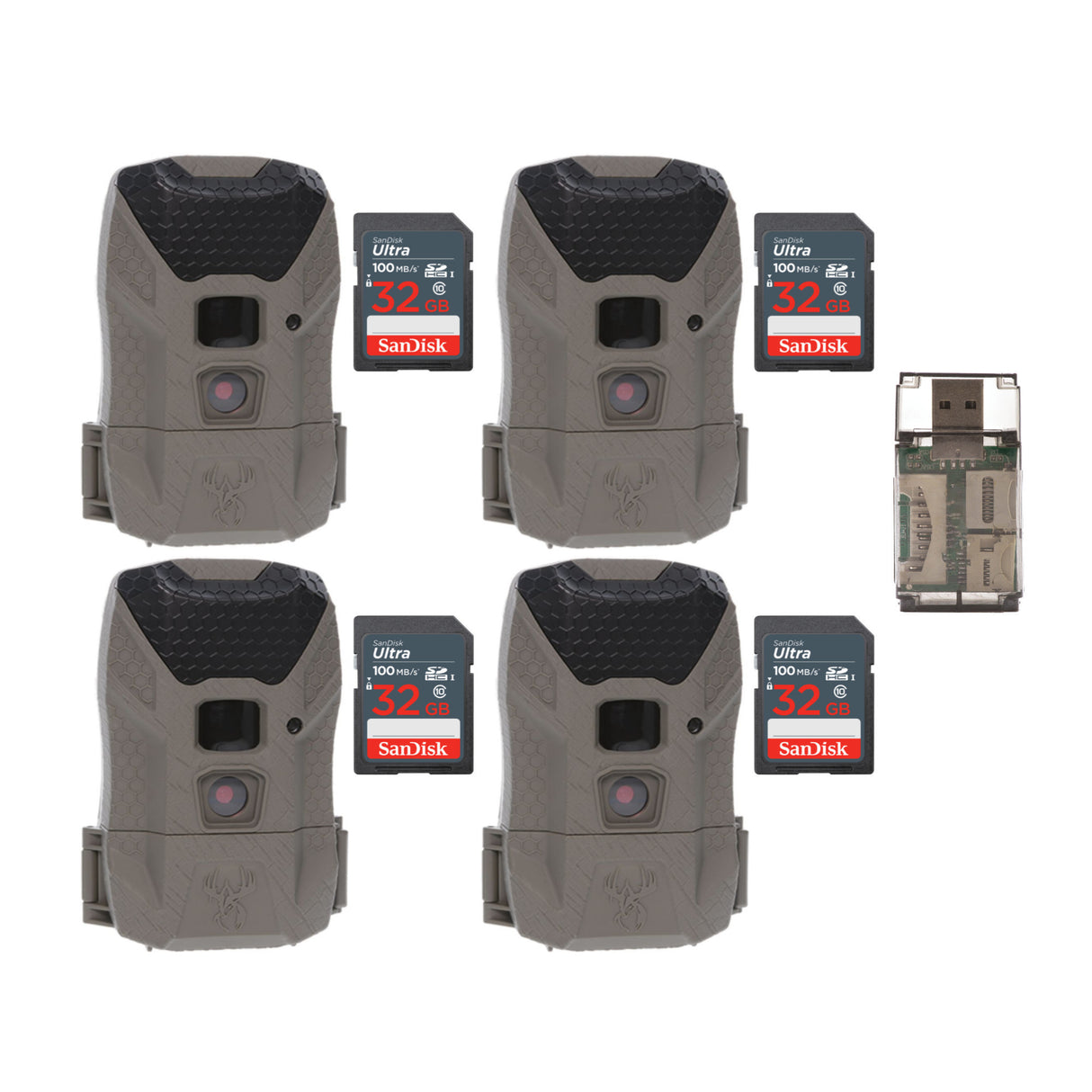Wildgame Innovations Wraith 2.0 Trail Camera (4-Pack) with 4 x 32GB Ultra SDHC Memory Card Bundle