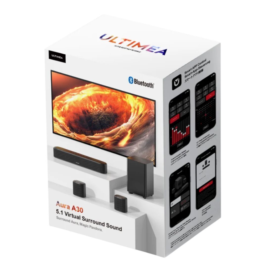 Ultimea Nova S80 5.1.2 Channel True Dolby Atmos Soundbar with 8-Inch Wireless Big Subwoofer (Black)