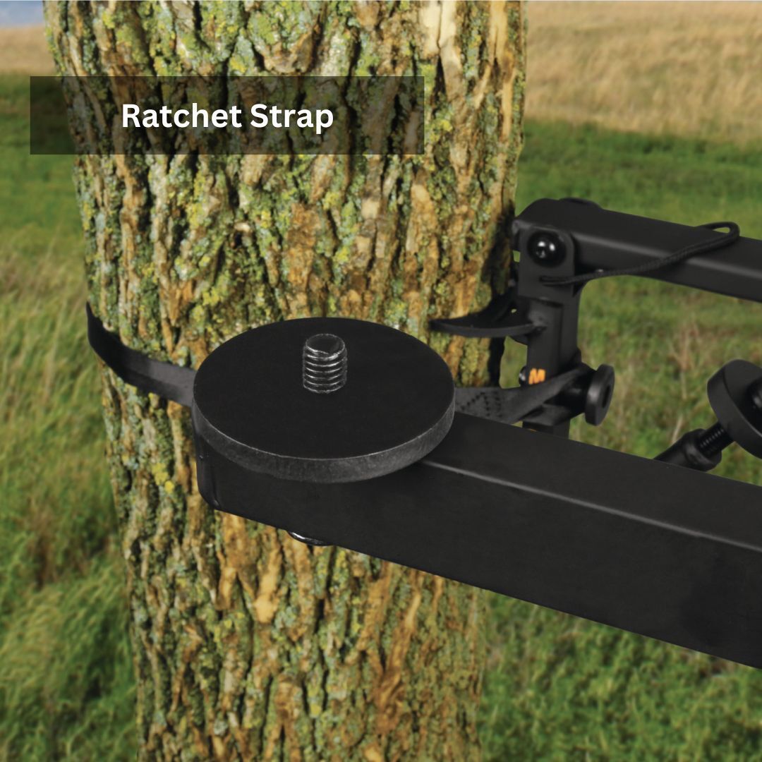 Muddy Outfitter Camera Arm with 20-Inch Aluminum Treestand Climbing Sticks and Tree Strap Bundle