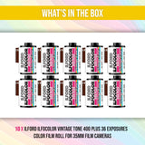 Ilford ILFOCOLOR 400 Plus 35mm Vintage Tone Color Film ISO 400 Bundle (10-Pack)