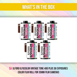 Ilford ILFOCOLOR 400 Plus 35mm Vintage Tone Color Film ISO 400 Bundle (5-Pack)