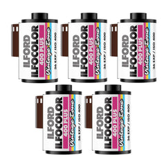 Ilford ILFOCOLOR 400 Plus 35mm Vintage Tone Color Film ISO 400 Bundle (5-Pack)