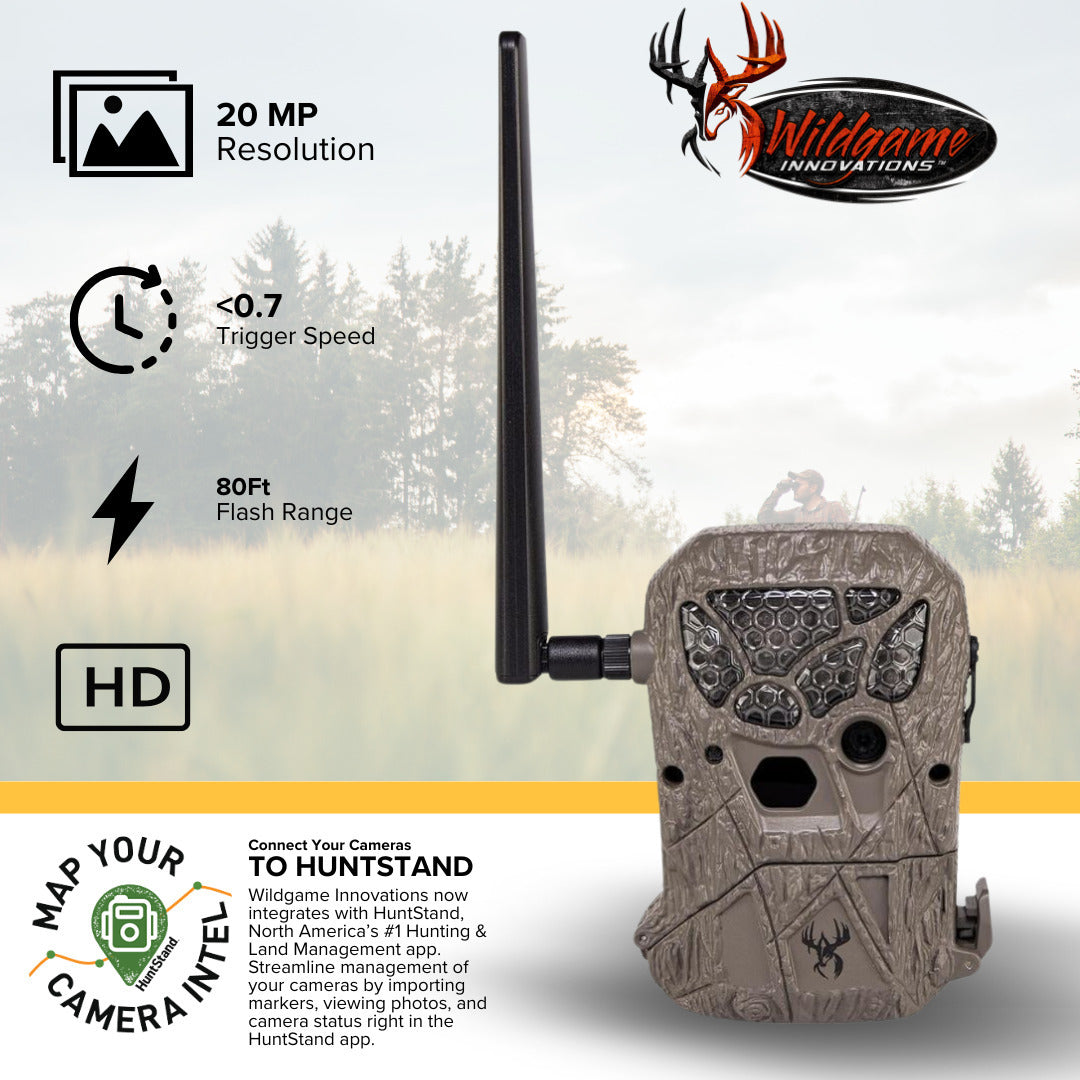Wildgame Innovations Encounter 20MP Cellular Trail Camera with QR Code Setup (Brown) Bundle