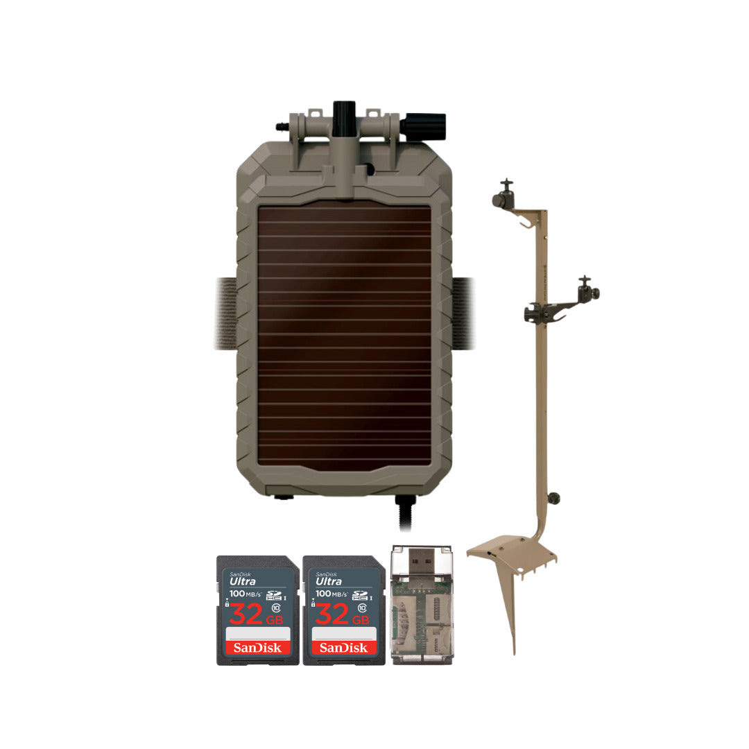 Stealth Cam Adjustable Multi-Pivot Mounting Post with Solar Power Panel Bundle