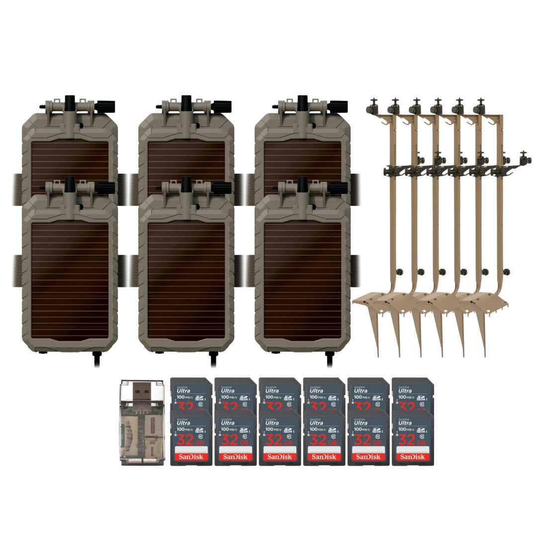 Stealth Cam Adjustable Multi-Pivot Mounting Post (6-Pack) with Solar Power Panel (6-Pack) Bundle