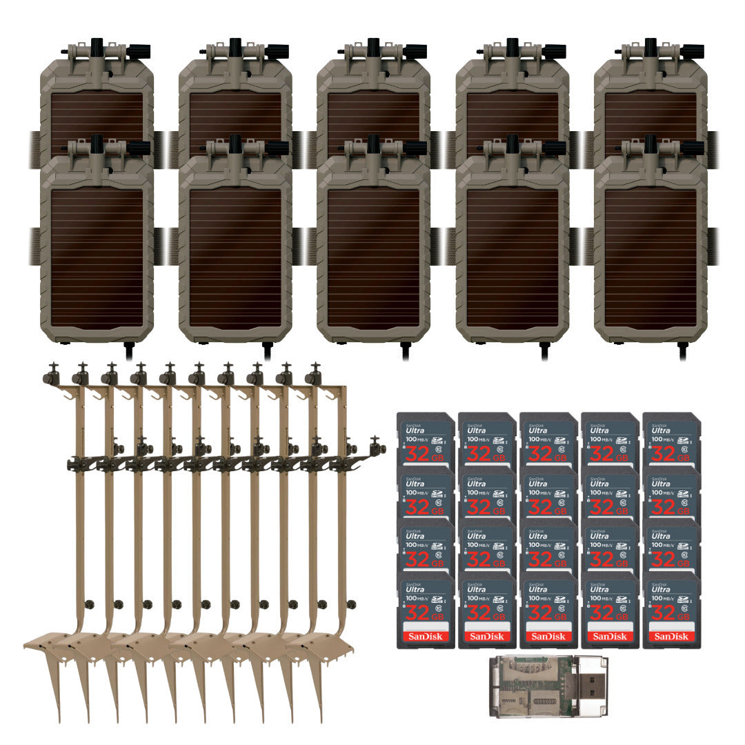 Stealth Cam Adjustable Multi-Pivot Mounting Post (10-Pack) with Solar Power Panel (10-Pack) Bundle