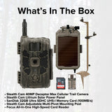 Stealth Cam 40MP Deceptor Max Cellular Trail Camera with Stealth Cam Solar Power Panel Bundle