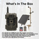 Stealth Cam 40MP Deceptor Max Cellular Trail Camera (10-Pack) with Solar Battery Pack Bundle
